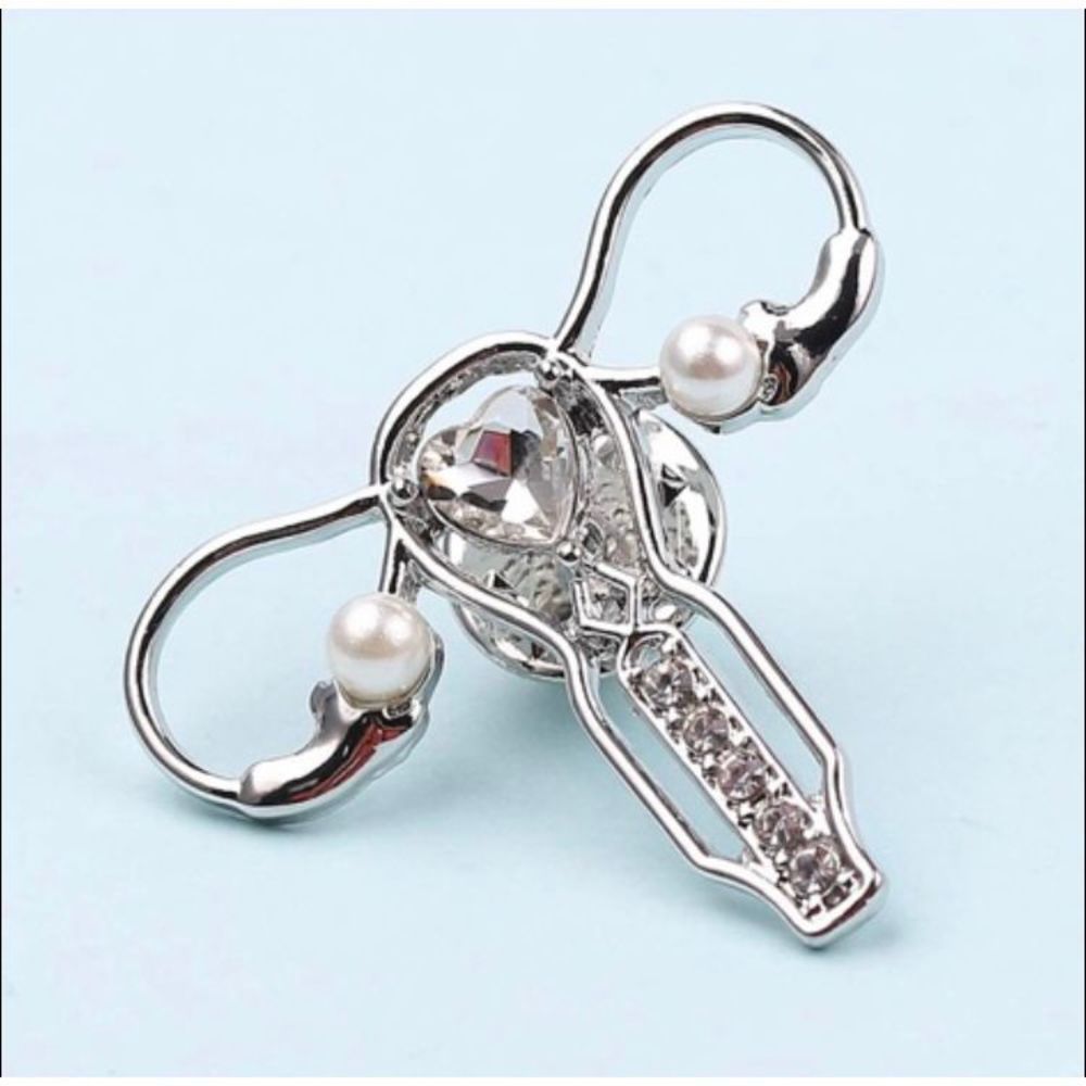 Female Reproductive Pin -Silver - Picture 1 of 9
